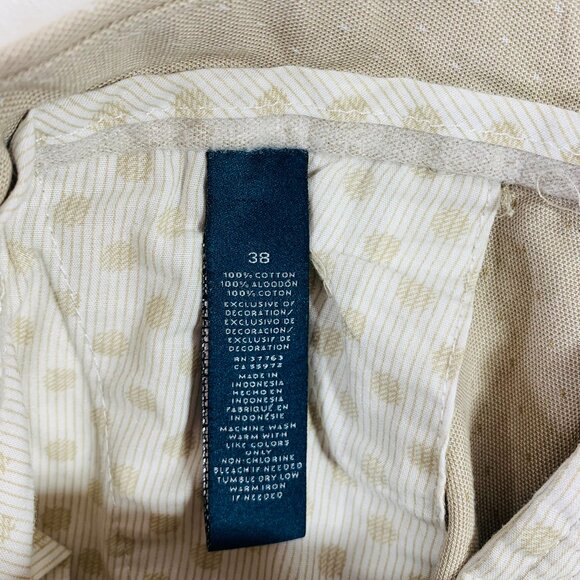 Flat Front Cotton Shorts 4 pockets  size 38 Beige Perry Ellis - Picture 14 of 14